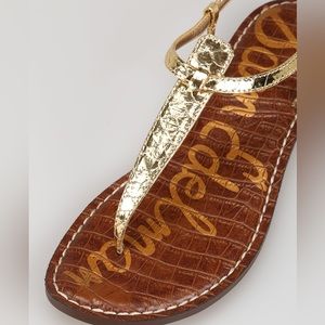 Sam Edelman Gigi Womens Sandals Size 9.5 Croc Print Slingback Metallic Gold